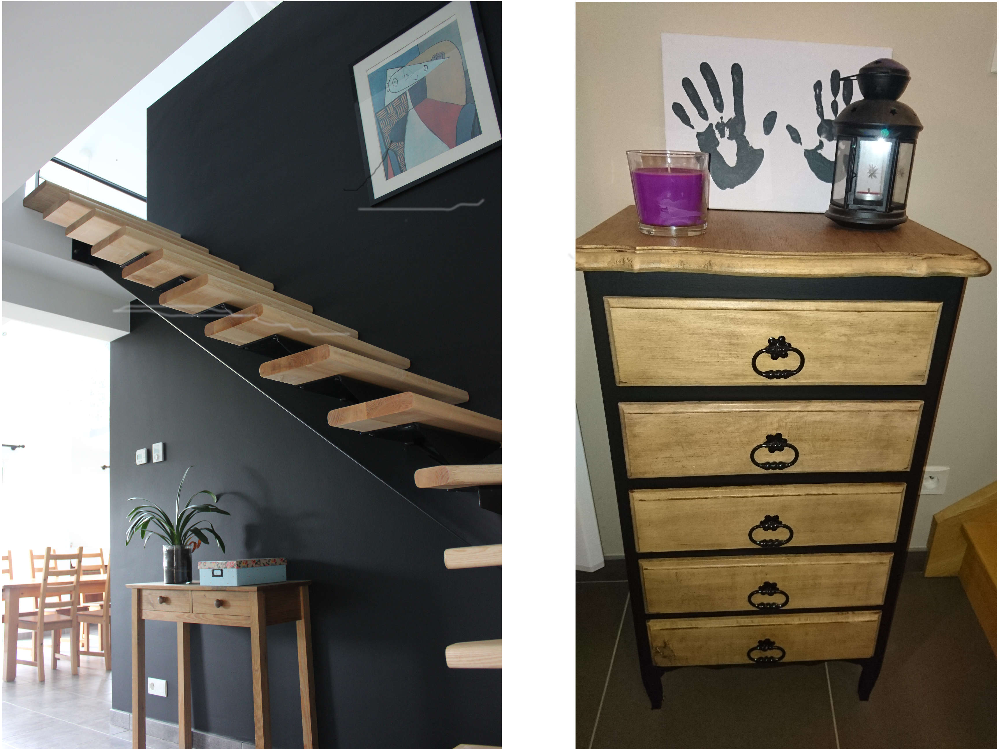 mur noir et chiffonier